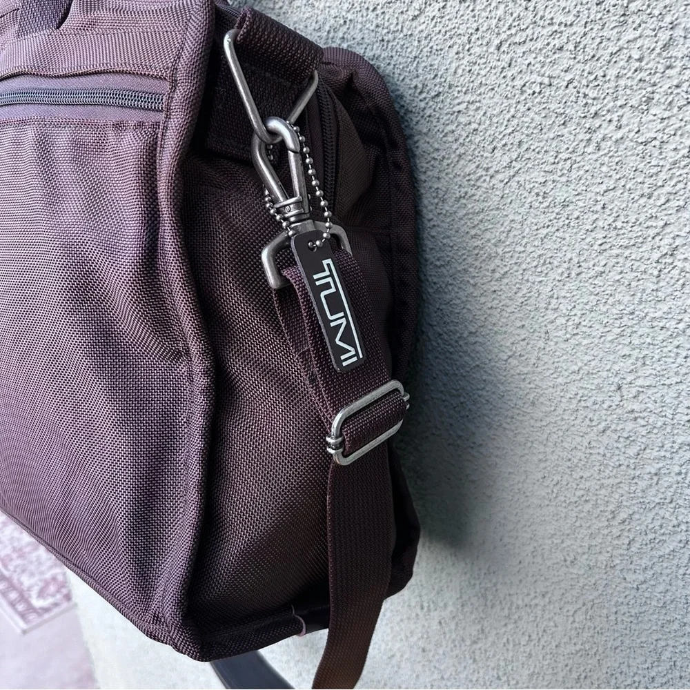TUMI Canvas and Leather Duffle Travel Gym Bag in Chocolate Brown Made in USA